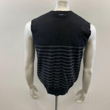 Nautica Men's M Black Sleeveless Sweatervest Striped Fitted Bottom Size Medium Cotton