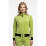 Danskin Full Zip Jacket Women's Medium Green Long Sleeve Polyester Blend Mock Neck