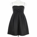 Jessica McClintock Bow Front Strapless Formal Black Dress Women's 2 Poly/Spandex