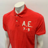 American Eagle Pique Polo Shirt Men's Size Medium Red Athletic Fit Short Sleeve