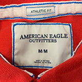 American Eagle Pique Polo Shirt Men's Size Medium Red Athletic Fit Short Sleeve