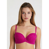 La Senza Women's Pink Lacey Removeable Strap Strapless Bra Size 32D Polyamide Blend
