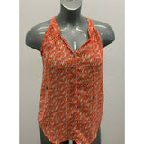 Banana Republic Women's Cami Small Red White Sleeveless Sheer Polyester V Neck