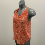 Banana Republic Women's Cami Small Red White Sleeveless Sheer Polyester V Neck