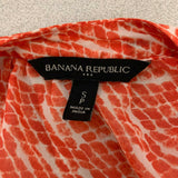 Banana Republic Women's Cami Small Red White Sleeveless Sheer Polyester V Neck