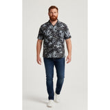 Joe Martin Short Sleeve Rayon/Poly Men's Medium Black Button Up Hawaiian Shirt