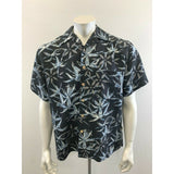 Joe Martin Short Sleeve Rayon/Poly Men's Medium Black Button Up Hawaiian Shirt