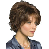 TISHINING Short Curly Brown Pixie Cut Wigs  NEW