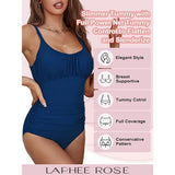 Laphee Rose One Piece Swimsuit Women Tummy Control 14/XL Navy NWT