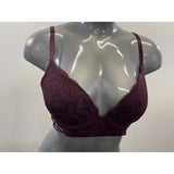 La Senza Women's Lace Push Up Bra Size 34D Burgundy Polyamide Blend