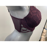 La Senza Women's Lace Push Up Bra Size 34D Burgundy Polyamide Blend
