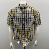 Carhartt Button Down Shirt Men's Size Medium Brown Yellow Plaid Short Sleeve Cotton