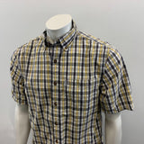 Carhartt Button Down Shirt Men's Size Medium Brown Yellow Plaid Short Sleeve Cotton