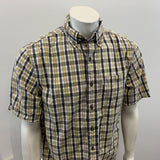 Carhartt Button Down Shirt Men's Size Medium Brown Yellow Plaid Short Sleeve Cotton