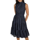 Calvin Klein Womens 12 Mesh Chiffon Dress CD4H2GL0 Indigo Blue NWT