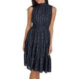 Calvin Klein Womens 12 Mesh Chiffon Dress CD4H2GL0 Indigo Blue NWT