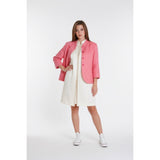 Olsen Europe Accent Jacket Flax Linen Women's 12 Pink Button Front