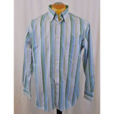 Tommy Hilfiger Large Long Sleeve Green/Blue Striped  Cotton Casual Shirt