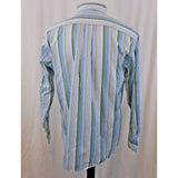 Tommy Hilfiger Large Long Sleeve Green/Blue Striped  Cotton Casual Shirt