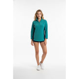 IZOD Fleece Pullover Women's Medium Teal Blue Long Sleeve 1/4 Zip