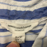 Beach Lunch Lounge Collective Women's Shirt Small Button front Blue yellow strip