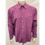 Geoffrey Beene Men's shirt Size Large Purple White Striped Fitted Button Up