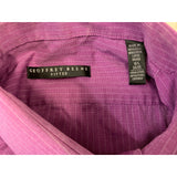 Geoffrey Beene Men's shirt Size Large Purple White Striped Fitted Button Up