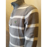 American Eagle1/4 Zip sweater Mens Large Gray Striped Long Sleeve Cotton