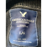 American Eagle1/4 Zip sweater Mens Large Gray Striped Long Sleeve Cotton