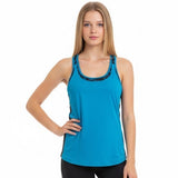 Champion Womens Size Small Blue Black Workout Racerback Tank Top w/ Built In Bra