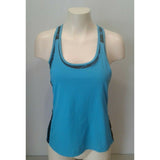 Champion Womens Size Small Blue Black Workout Racerback Tank Top w/ Built In Bra