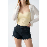American Eagle Outfitters Women's Black Hi-Rise Festival Stretch Jean Ripped and Destressed Shorts Size 0 Cotton