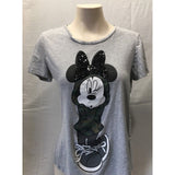 Disney Minnie Mouse Tee Graphic Women's Short Sleeve Gray T Shirt Size XS
