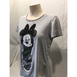 Disney Minnie Mouse Tee Graphic Women's Short Sleeve Gray T Shirt Size XS