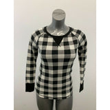 Faded Glory Thermal Top Girls Black White Checkered Long Sleeve