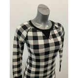 Faded Glory Thermal Top Girls Black White Checkered Long Sleeve