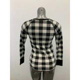 Faded Glory Thermal Top Girls Black White Checkered Long Sleeve