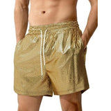 Casey Kevin Men's Metallic Shorts with Pockets CK311253-Gold Lattice L nwt