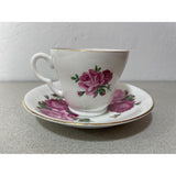 Stanley Fine Bone China England Teacup Saucer Set Pink Red Roses