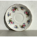 Queen Anne Teacup Saucer Set Vintage Bone China England Blue Green Pink floral