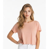 Talula Women's Cropped Open Wrap Back T Shirt Size Medium Light Salmon Short Sleeve