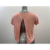Talula Women's Cropped Open Wrap Back T Shirt Size Medium Light Salmon Short Sleeve