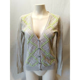 Tommy Hilfiger Beige Diamond Pattern Women's Long Sleeve Cardigan Sweater Size M