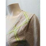 Tommy Hilfiger Beige Diamond Pattern Women's Long Sleeve Cardigan Sweater Size M