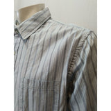 Roots 73 Men's Medium Button Up Short Sleeve Blue Striped Cotton Casual Shirt