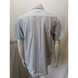 Roots 73 Men's Medium Button Up Short Sleeve Blue Striped Cotton Casual Shirt