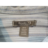 Roots 73 Men's Medium Button Up Short Sleeve Blue Striped Cotton Casual Shirt
