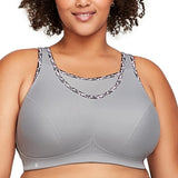 Glamorise #1066 No Bounce Camisole Wirefree Sports Bra Silver  NWOT