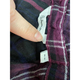 Reitmans Women's Button Up Twist Front Top Size Medium Purple Plaid Long Sleeve Viscose
