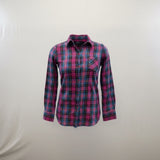SWS Women's Pink Multi Coloured Plaid Long Sleeve Collared Button Up Shirt Size Small Cotton